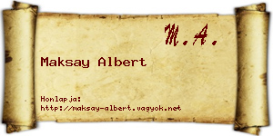 Maksay Albert névjegykártya
