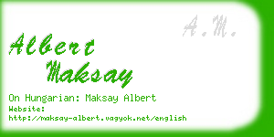 albert maksay business card